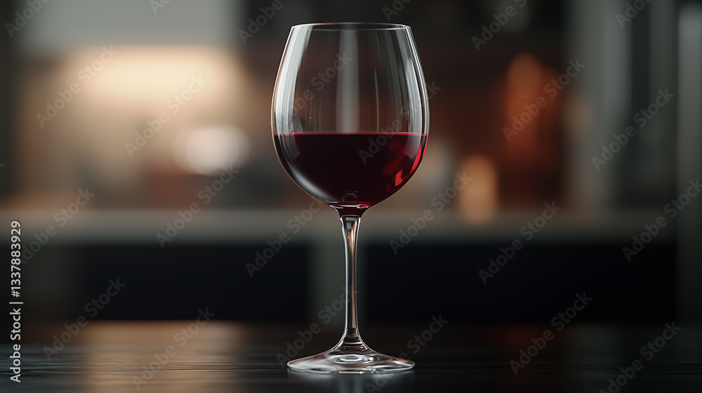 Glass of Red Wine With Elegant Reflections and Rich Color Glass of Red Wine With Elegant Reflections and Rich Color