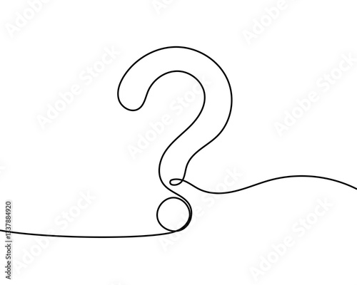 Continuous line Question mark icon in sketch style. Hand drawn Illustration vector symbol. Editable stroke.