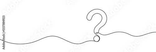 Continuous line Question mark icon in sketch style. Hand drawn Illustration vector symbol. Editable stroke.