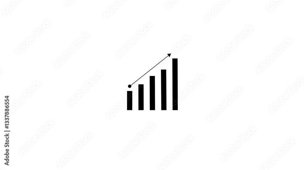 Black Business graph icon animation with arrow in 4k footage. Black Business graph icon animation with arrow in 4k footage.