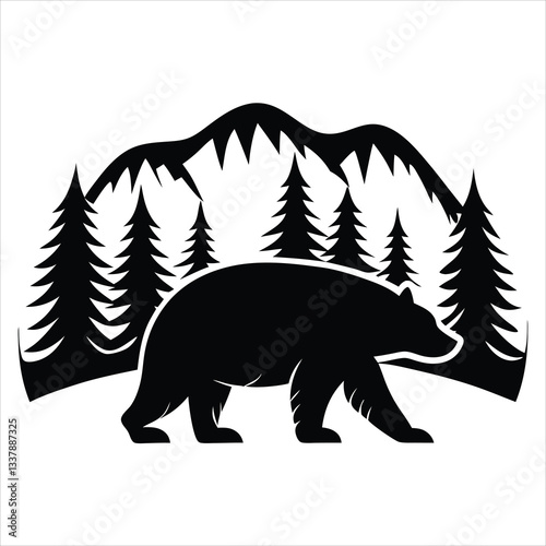 Bear silhouettes Vector illustration on the white background