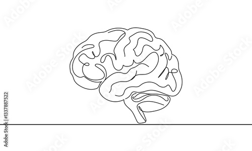Brain line drawing Hand drawing Editable stroke