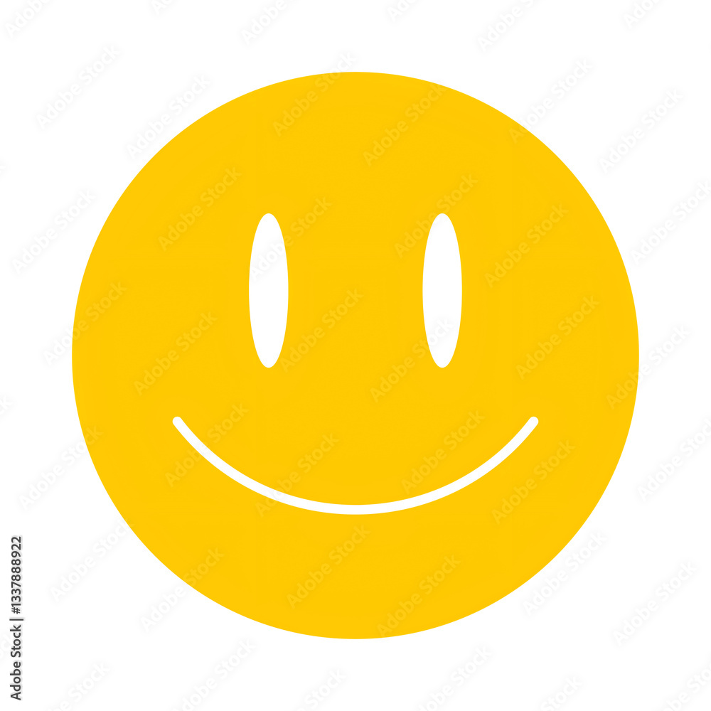 Fototapeta premium This image depicts a simple yellow circle with a smiling face representing happiness and positivity.