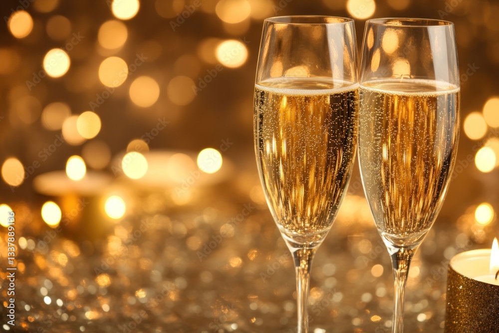 A romantic evening setting with two wine glasses clinking in candlelight, against a soft bokeh background. A romantic evening setting with two wine glasses clinking in candlelight, against a soft bokeh background.