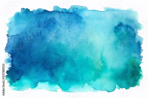 Vibrant Blue Teal Watercolor Wash Background - Abstract Art Texture