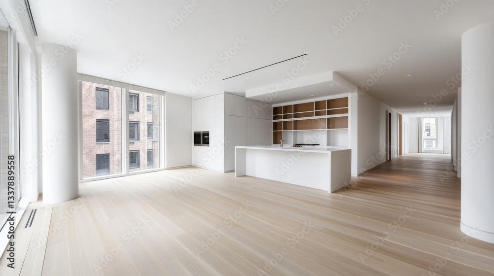45.An empty modern living room with white walls, clean lines, and light wood flooring, showcasing Scandinavian aesthetics through its uncluttered and serene design. 45.An empty modern living room with white walls, clean lines, and light wood flooring, showcasing Scandinavian aesthetics through its uncluttered and serene design.