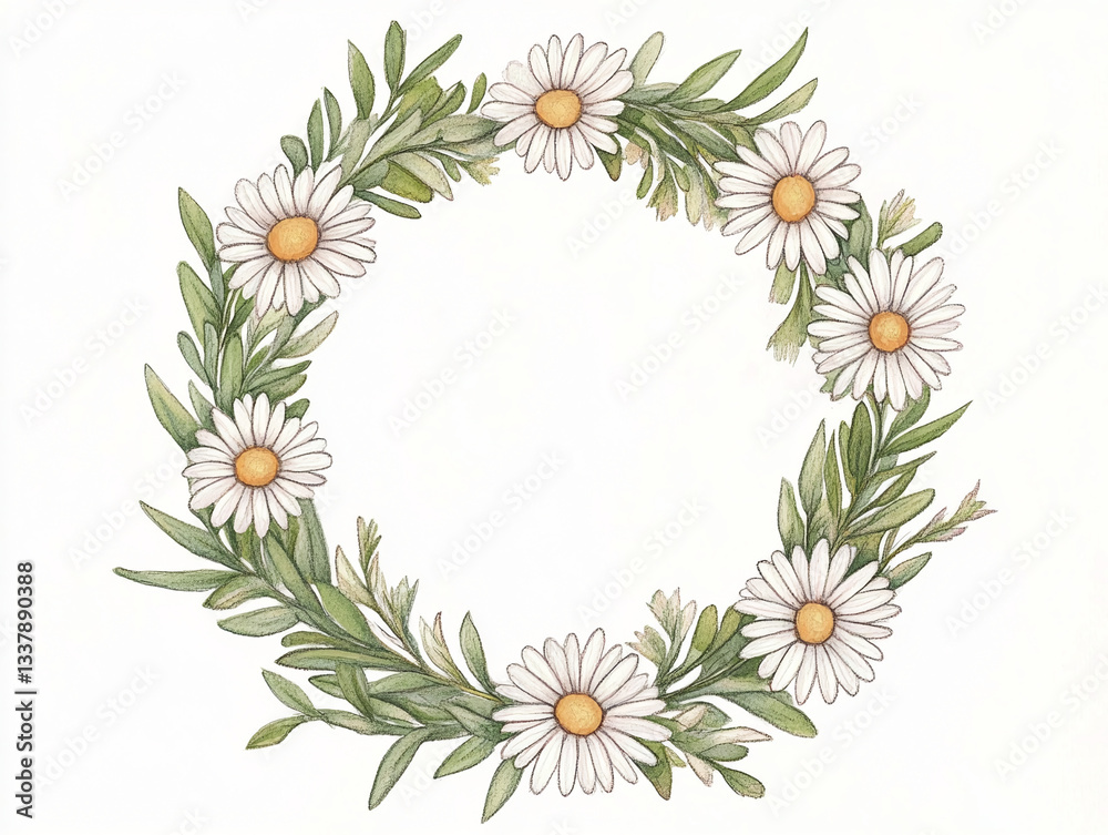 Obraz premium Delicate Floral Wreath Illustration