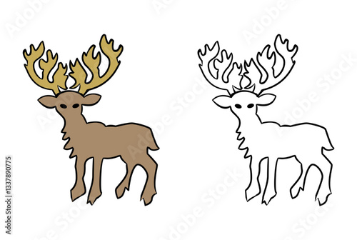 Simple and realistic deer illustration photo