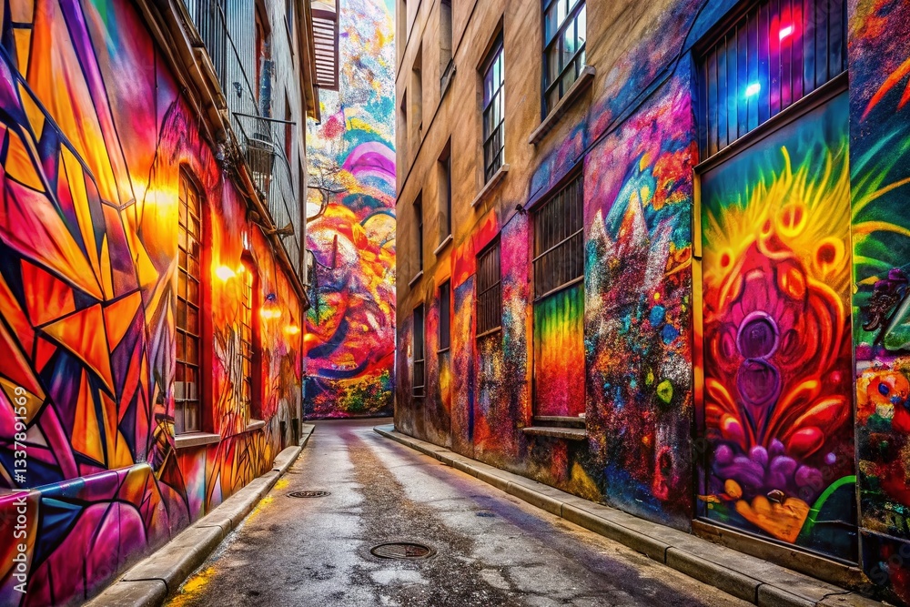 Obraz premium Vibrant Colorful Street Art Graffiti Background - Urban Texture