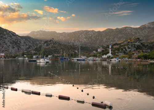 Fototapeta Naklejka Na Ścianę i Meble -  Morning in the famous Selimiye holiday village of Marmaris. Mediterranean beaches for holidays in Turkey. Mugla province 