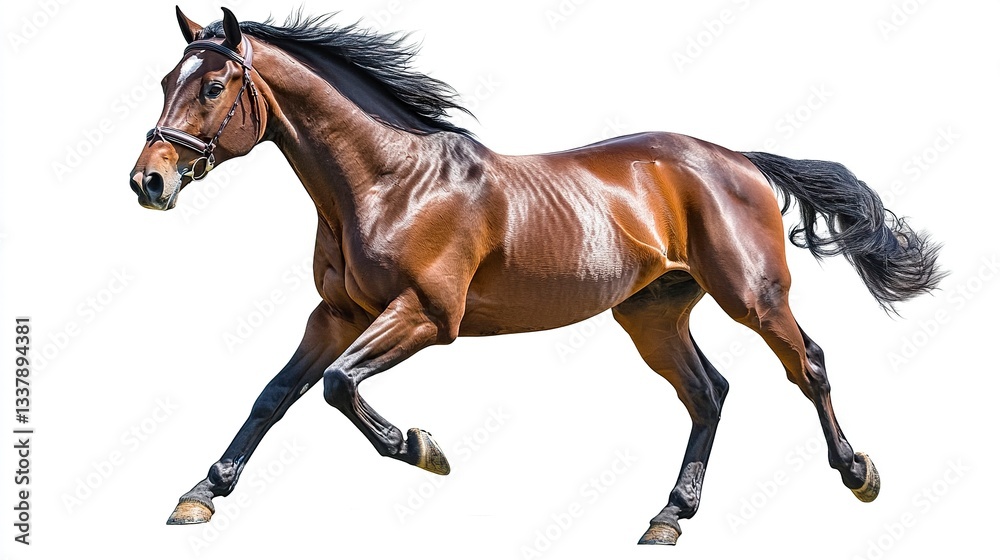 Bay sport horse isolated on white background Bay sport horse isolated on white background