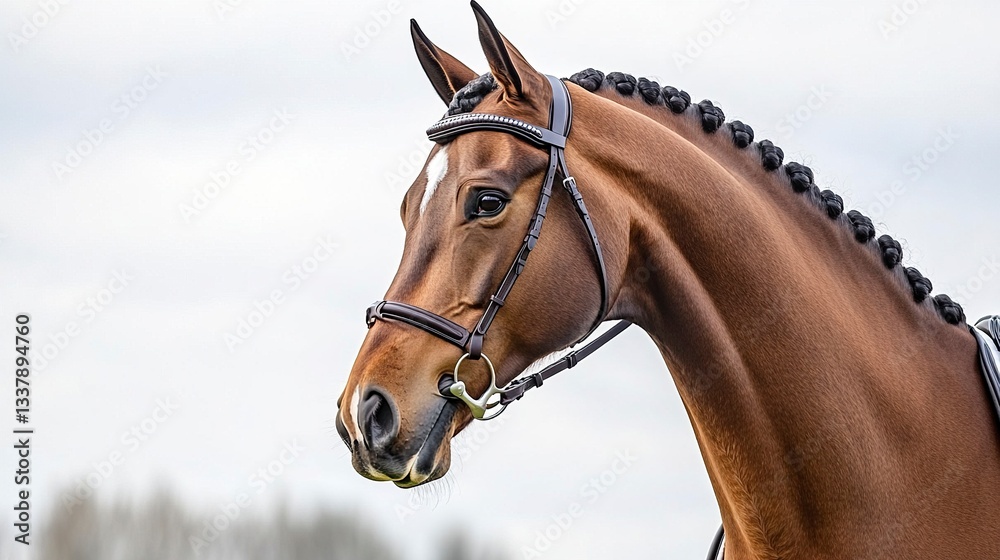 Obraz premium Bay sport horse isolated on white background 