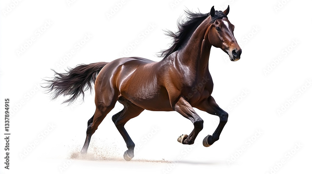 Bay sport horse isolated on white background Bay sport horse isolated on white background
