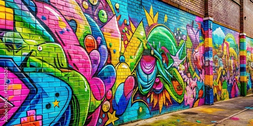 Vibrant Graffiti Wall Art: Colorful Street Art Mural Photography