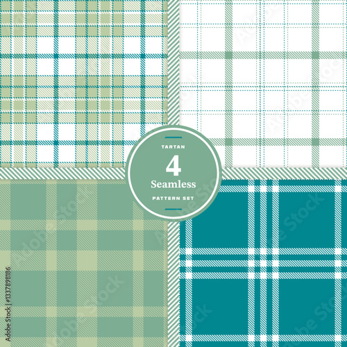 Ebony Black Seamless Tartan with Cream Bisque accents Textile Design