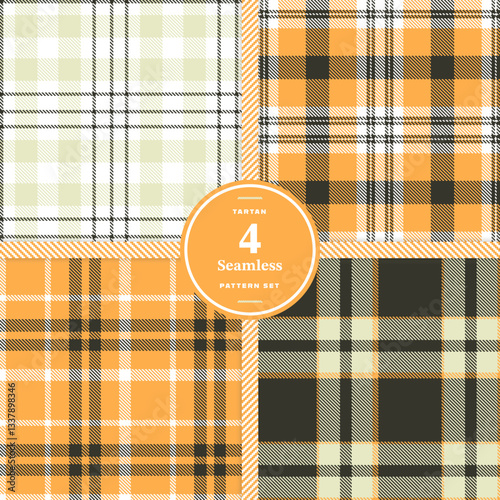 Mellow Amber and Cream Bisque Seamless Tartan Textile Design