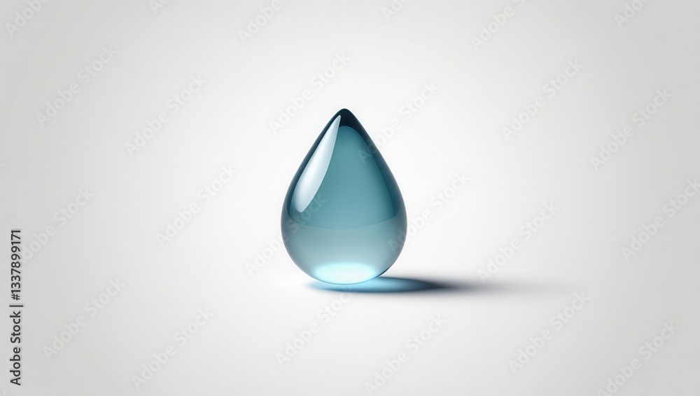 Fototapeta premium A single, smooth water droplet reflecting light against a softly blurred background, creating a serene and calming effect.