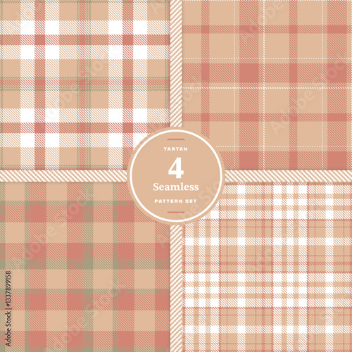 Modern Seamless Tartan featuring Sunflower Yellow and Cream Bisque Textile Design