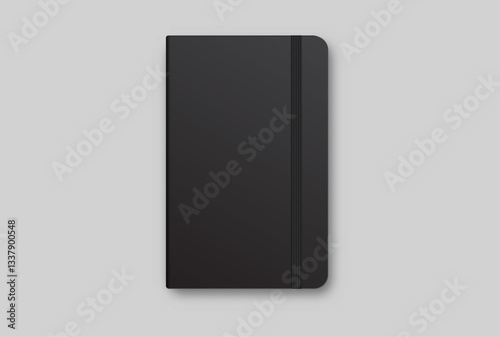 Vector realistic 3d hardcover notebook and bookmark with white blank paper isolated on background. For the business presentation journal, notepad, booklet, catalogue, publisher, advertising corporate
