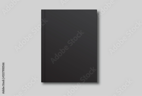 Vector realistic 3d magazine mockup with black blank cover isolated on background. For the business presentation magazine, notebook, booklet, brochure, catalogue or a publisher advertising corporate
