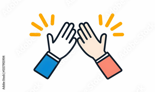 Colorful Illustration of Hands High-Fiving with Excitement and Joy