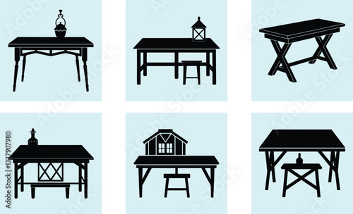 Farmhouse Table silhouette vector