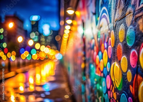 Vibrant Urban Graffiti Art Bokeh Background - Colorful Street Art Texture