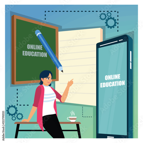 Digital classroom online education internet on phone.