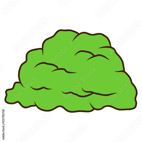 Cartoon Illustration of a Green Bush