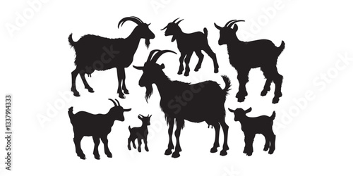 Goat silhouette icon symbol logo black design vector illustration