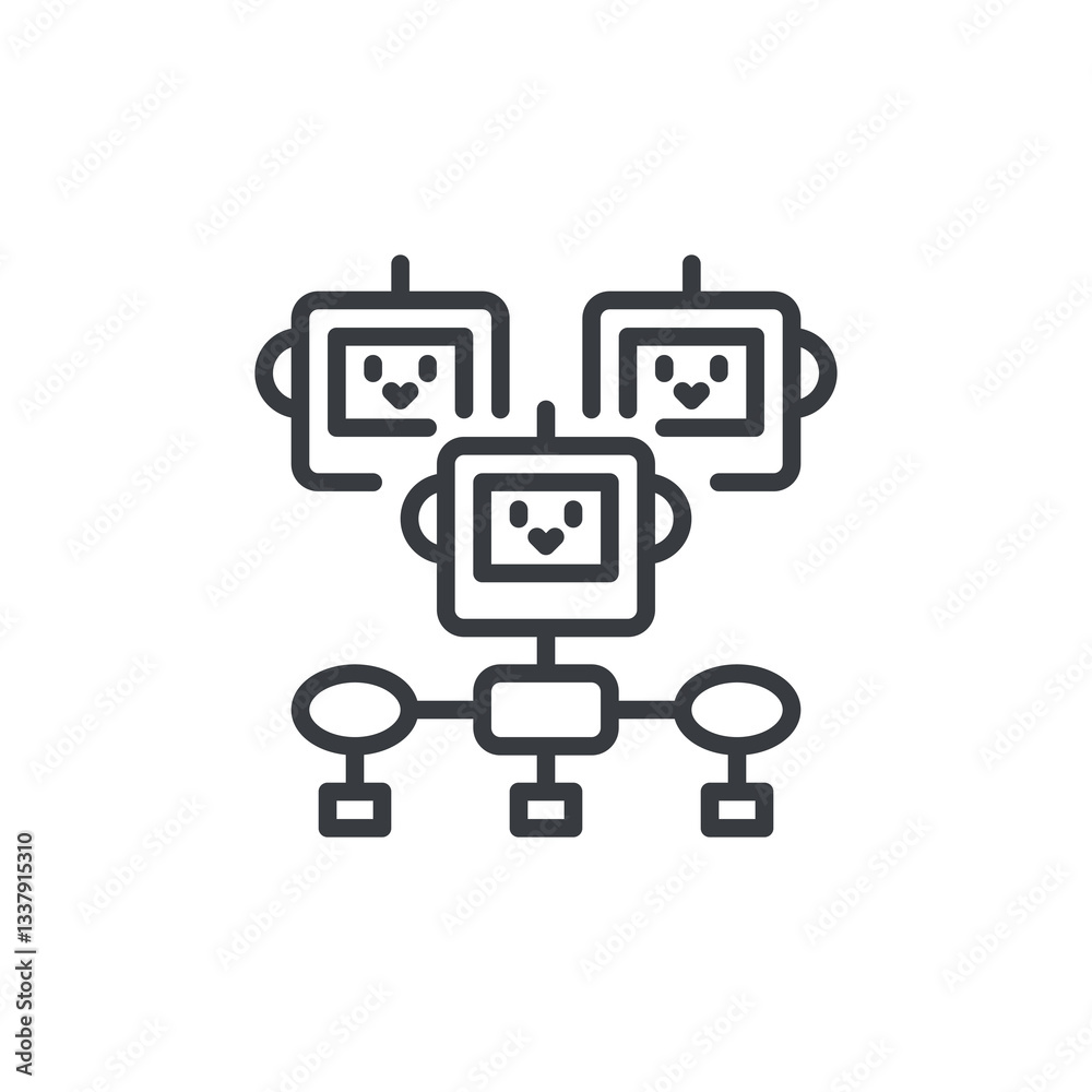 Bot Orchestration line icon Bot Orchestration line icon