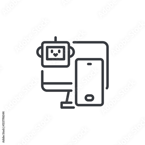 Multi platform RPA line icon