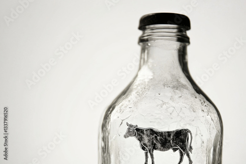 Traditional glass milk bottle isolated on white photo