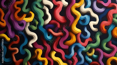Wallpaper Mural Colorful Curving Shapes on Dark Background Abstract Art Illustration Torontodigital.ca