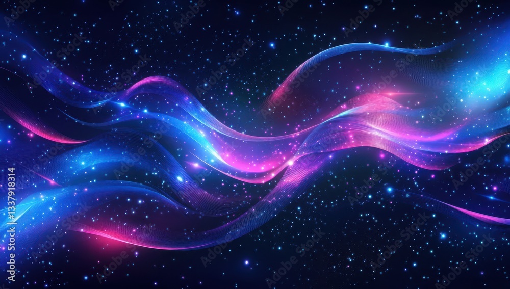 Fototapeta premium Dynamic Multicolor Light Energy on Dark Background, Abstract Art