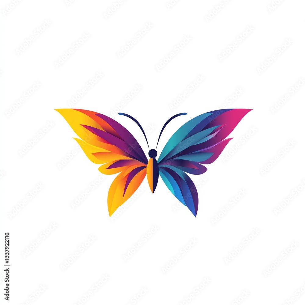 Vibrant Rainbow Butterfly Design, a Modern Artistic Creation. Bold Colors, Intricate Wings. Nature Inspired Art. Vibrant Rainbow Butterfly Design, a Modern Artistic Creation. Bold Colors, Intricate Wings. Nature Inspired Art.