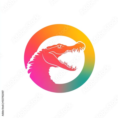 Wallpaper Mural VibrantCrocodileHeadInRainbowCircleLogoDesign,aCaptivatingImage Torontodigital.ca