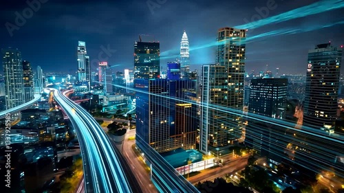 Wallpaper Mural Urban energies pulsing through a city skyline at night Torontodigital.ca