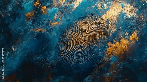 Abstract fingerprint design with organic ridge patterns, showcasing biometric security, forensic fingerprinting, and digital authentication for identity and security verification