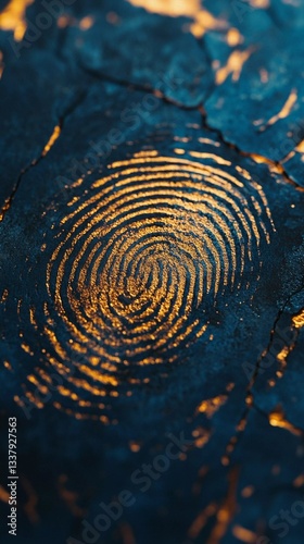 Abstract fingerprint design with organic ridge patterns, showcasing biometric security, forensic fingerprinting, and digital authentication for identity and security verification