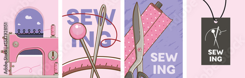 Sewing poster vector illustration