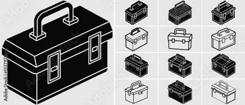 Toolbox Icon Vector Bundle - Isometric, Outline & Solid Styles