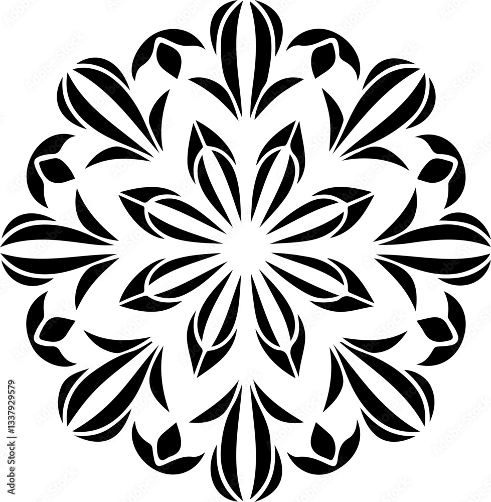 Fototapeta premium Mandala Stencil Vector Design, Intricate Mandala Stencil Art, Circular Mandala Stencil Vector, Decorative Mandala Template Design, Floral Mandala Stencil Vector, Traditional Mandala Vector Art, Abstra