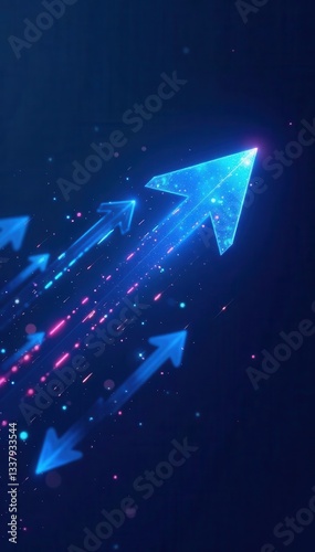 Abstract blue background, speeding arrows symbolize fast data transfer , circuit, signal, futuristic