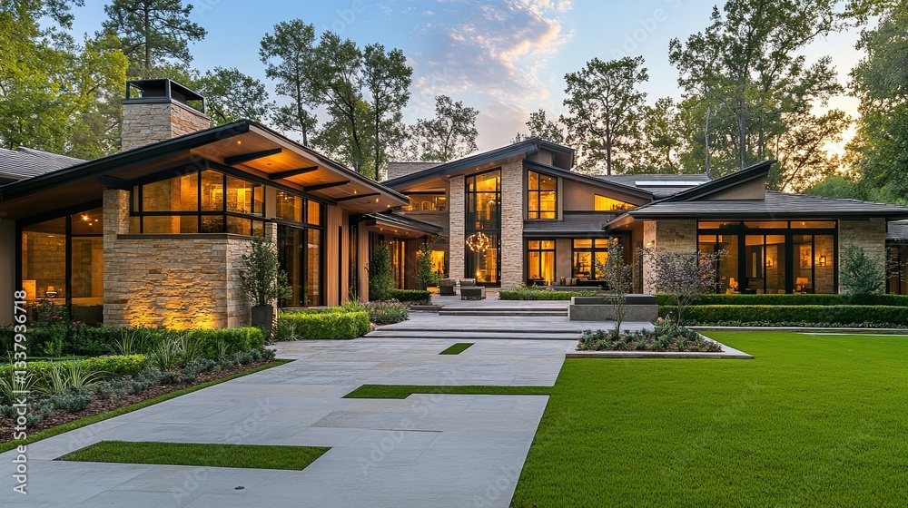 Front view of a modern farmhouse-style home in The Woodlands, Texas Front view of a modern farmhouse-style home in The Woodlands, Texas