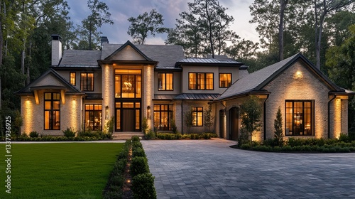 Front view of a modern farmhouse-style home in The Woodlands, Texas