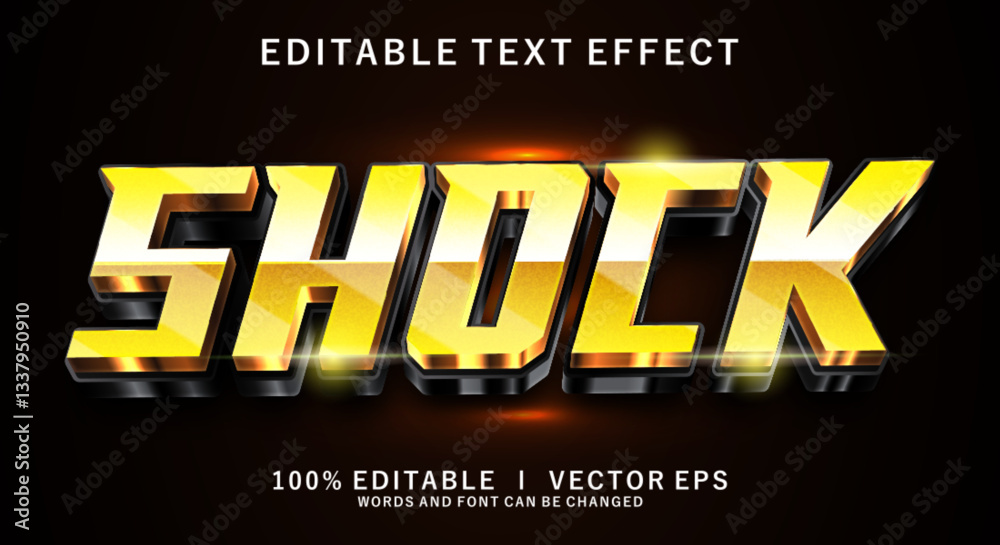  shock 3d vector text effect with modern style design