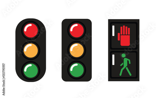 Vector Set of Traffic Lights and Pedestrian Signals