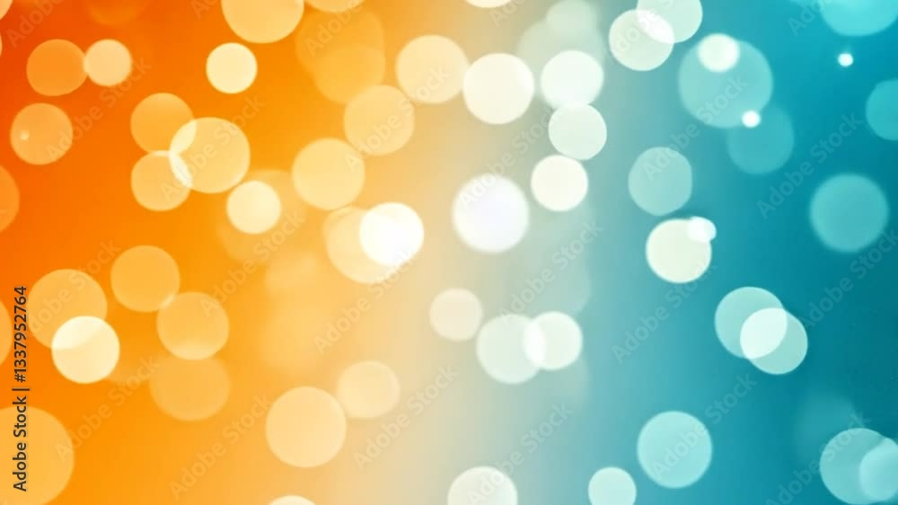 Abstract orange and blue bokeh background with bright lights and sparkles.