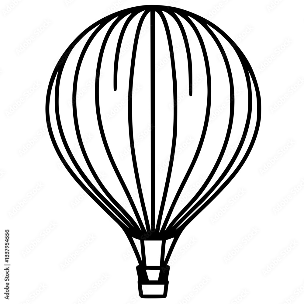 Fototapeta premium One line hot air balloon silhouette
